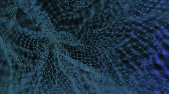 This photo was taken in a school bench, with a mesh for fruit, a blue lantern and a camera Nikon D500, it represent the depth of the ocean and the internet.