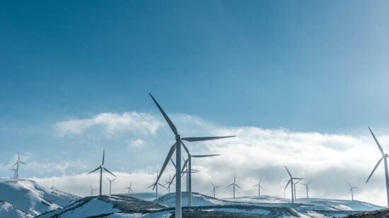 All wind turbines side by side producing pure electricity without destroying our beloved planet Earth.